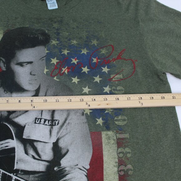 Elvis Presley Guitar Flag Army Tshirt Green Size Large - Picture 7 of 10